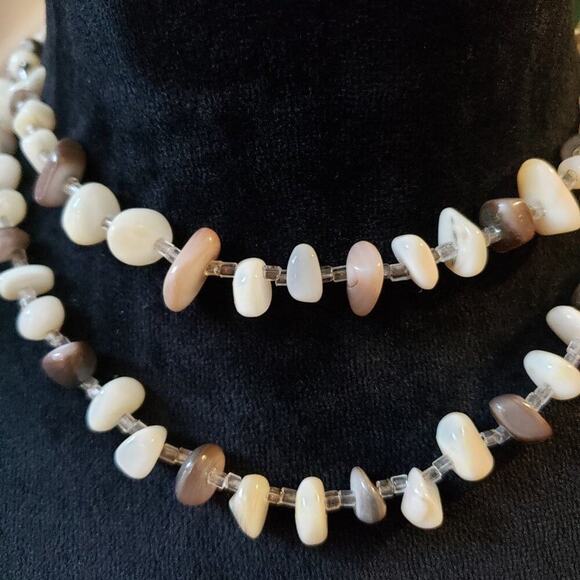 Womens Fashion Mother of Pearl Beads Double Strand Collar Necklace Jewelry - Picture 4 of 6